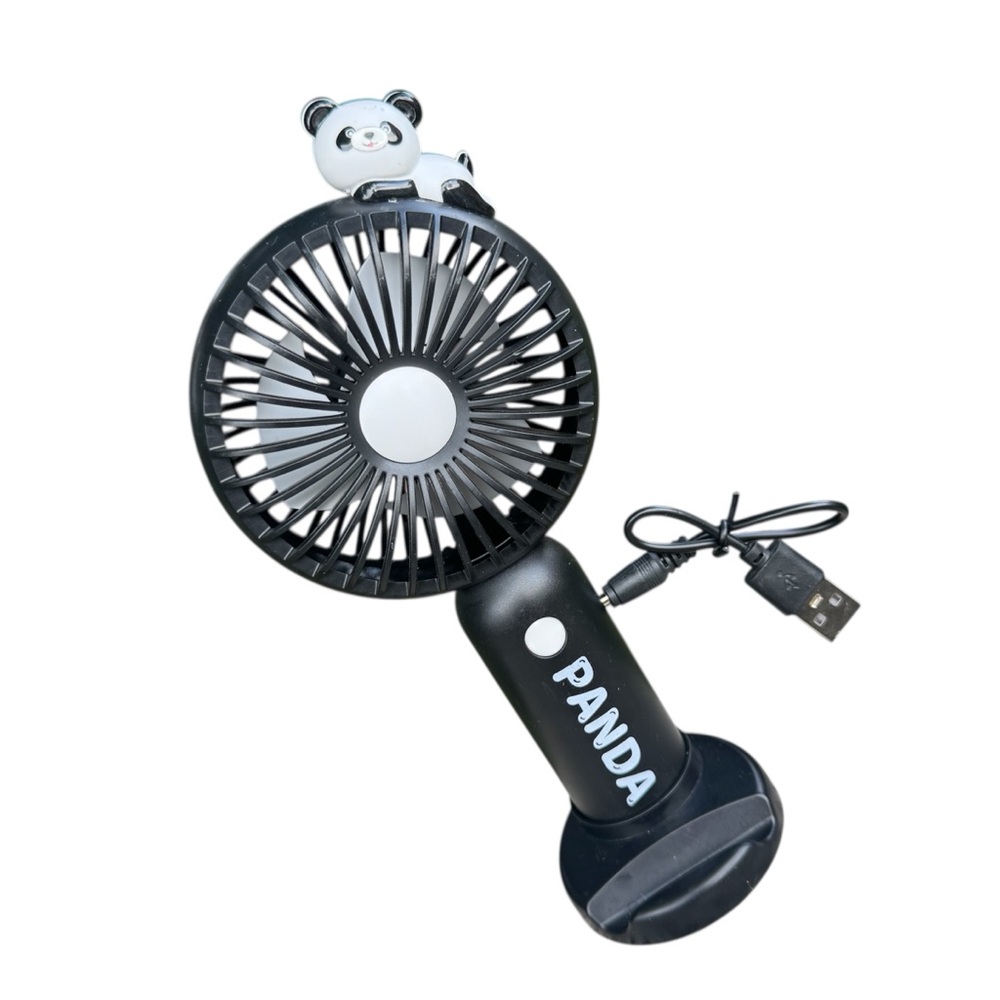 Kawaii Cute Black & White Panda Mini Portable Summer Hand Fan With Charger